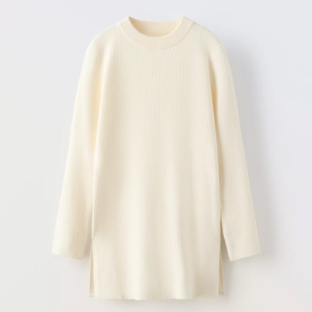 Zara Kids Cream Ribbed Knit Long Sweater Size 13/14y - Picture 1 of 3